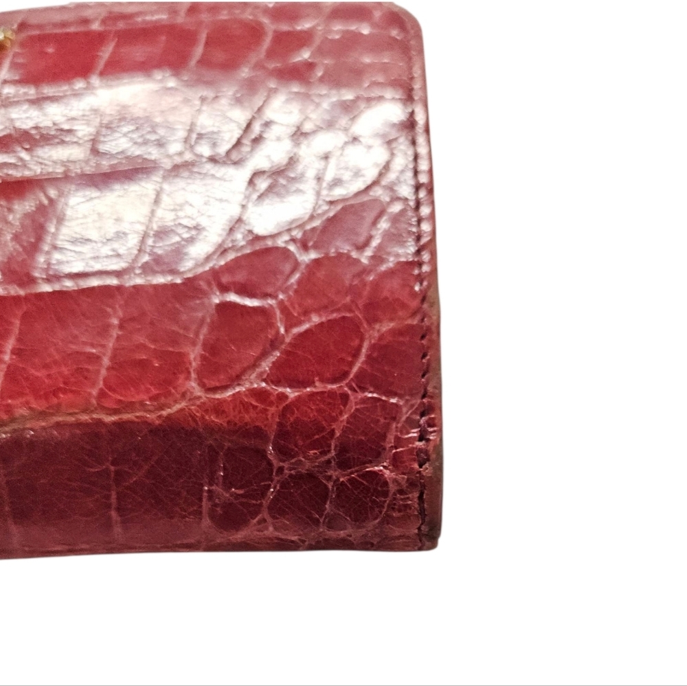 Miu Miu Kisslock Crocodile Embossed Leather Clutch Phone Wallet In Peony Pink - Picture 11 of 17